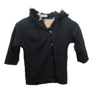 Fleet Street Wool Blend Jacket w/ Faux Fur Hoodie Trim Size 2X EUC